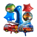 Set dettagliato di palloncini di trasporto con numero 1 grande e camion dei pompieri in foil - Set per il 1° Compleanno