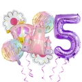 Détails de ballons carrosse de princesse et château pour décor de 5ème anniversaire - Chiffre 5