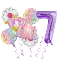 Détail de l'ensemble de ballons 7 ans avec château rose, carrosse et chiffre 7 violet - Chiffre 7