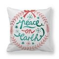 Kerst kussenhoes Peace on Earth met rode krans en groene sneeuwvlok decoratie - Peace on Earth Rood-Groene Krans (Stijl 2)