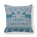 Detail of blue and white Nordic knit reindeer pattern on Christmas peach skin pillowcase - Blue White Knitted Reindeer (6)