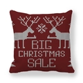 Detail of red Christmas reindeer pillow cover featuring festive white knit patterns - Dark Red Knitted Reindeer (7)