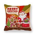 Detail of soft peach skin pillowcase with colorful Christmas Santa Claus print - Red Robe Santa and Gifts Style (6) / 45x45cm