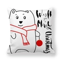 Minimalistischer Kissenbezug mit weihnachtlichem Eisbären-Motiv aus Pfirsichhaut-Stoff - Eisbär mit Schal (3)