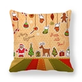 Detail of Christmas peach skin pillowcase with Santa Claus and reindeer cartoon patterns - Reindeer and Snowman Mix Style (7) / 45x45cm