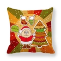 Detailed close-up of Christmas pillowcase featuring a cartoon Santa and festive patterns - Christmas Tree and Gift Illustration Style (8) / 45x45cm