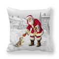 Christmas pillowcase featuring Santa Claus with a dog on thick peach skin fabric - Santa Delivering Gifts (18)