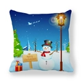 Cartoon Christmas snowman peach skin pillowcase with winter snow scene and blue print - Winter Snow Church (1) / 45x45cm
