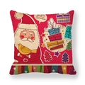 Cartoon Santa Claus and Merry Christmas text on a peach skin fabric cushion cover - Santa and Gifts Style (1) / 45x45cm