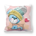 Christmas peach skin pillowcase featuring a cute cartoon puppy with a winter scarf and hat - 18x18 Inch / Pink Puppy Style (4)