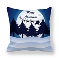 Detail of starry night Christmas pillowcase with Santa reindeer silhouette and pine trees - 18x18 Inch / Christmas Night Scene Reindeer And Cedars (5)
