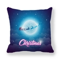 Detail of Christmas pillowcase with Santa sleigh silhouette and starry moonlit sky - 18x18 Inch / Purple Starry Sky Christmas Wishes (6)