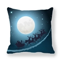 Macro detail of Starry Christmas Deer peach skin pillowcase with Santa sleigh print - 18x18 Inch / Santa Sleigh Flight Over Cedars (9)