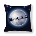 Detail of Christmas pillowcase showing Santa and reindeer silhouette against starry sky - 18x18 Inch / Starry Stars Christmas Silhouette (10)