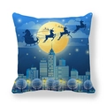 Detail of Christmas reindeer sleigh over city night on peach skin pillowcase - 18x18 Inch / Santa Sleigh Over Moonlit City (13)