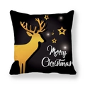 Detail of soft peach skin pillowcase with golden reindeer and Merry Christmas print - Black and Gold Reindeer Stars(12)