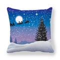 Vierkante kussensloop met kerst sterrenhemel print, hert en de kerstman op zijn slee - 45x45 cm / Gradiënt Sterrenbos Rendier (1)