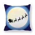 Kerst kussenhoes met silhouet van de kerstman op een slee voor een gele volle maan - 45x45 cm / Kerstman Rendierslee over Volle Maan (3)