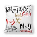 Federa natalizia bianca con scritte festive Merry Christmas in rosso e oro brillanti - 45x45 cm / Testo Colorato Merry Christmas (5) / Bianco