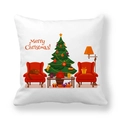 Detail of soft peach skin pillow cover with a cozy Christmas living room scene illustration - Armchair Christmas Tree Indoor Scene Style (17)