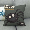 Happy Halloween cartoon spider and web pattern on green festive decorative pillow case - Gray Green Cartoon Spider Web (15)