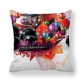 Close-up of New Year's Party print on white peach skin fabric square pillowcase - Party Dynamic Dots Records Style (20)