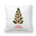 Weihnachts-Kissenbezug aus Pfirsichhaut mit rotem Baum-Motiv und Merry Christmas Aufdruck - Stechpalmenbeeren-Weihnachtsbaum Stil (23)