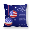 Detail of Christmas pillowcase with US flag ornaments and Merry Christmas text - Dark Blue US Flag Baubles Style (25)