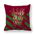 Housse de coussin Noël Sparkle all the way en velours de peau de pêche rouge et doré - 45x45cm / Fond Cramoisi Sparkle All The Way (8)