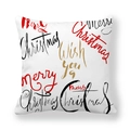 Federa in pelle di pesco con scritte Merry Christmas rosse e dorate su bianco - 45x45 cm / Testo Artistico Scritto a Mano (6) / Bianco