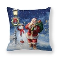 Christmas pillowcase featuring Santa and a snowman on thick peach skin fabric - Snowy Night Street Lamp (16)