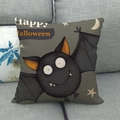 Dark grey Halloween cushion cover with a cartoon bat and Happy Halloween print - Dark Gray Q Version Bat (16)