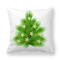 Square peach skin pillowcase with a green Christmas tree and gold star on white base - Minimalist Pine Needle Tree with Gold Star Style (5)