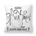 Federa natalizia minimalista in pelle di pesca bianca con scritta Merry Christmas - 45x45 cm / Arte delle Bevande di Capodanno (7) / Bianco