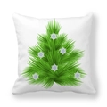 Christmas tree pillowcase with green pine needles and white snowflakes on peach skin fabric - Green Pine Texture with Five White Snowflakes Style (6)