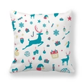 Christmas deer peach skin pillowcase with teal and pink festive holiday pattern - Cyan Christmas Elements Calendar Style (9)