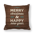 Detail of Christmas pillowcase featuring dark brown wood grain print and festive text - Vintage Dark Brown Wood Grain Letter