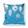 Himmelblauer Weihnachts-Kissenbezug aus Pfirsichhaut mit Schneeflocken und Merry Christmas - Himmelblaue Schneeflocken Grüße Stil (3)