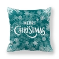 Dark teal peach skin Christmas pillow cover featuring white snowflakes and Merry Christmas text - Deep Teal White Snowflake Letter