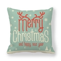 Detail of mint green Christmas pillowcase with red antlers and Merry Christmas text - Mint Green Red Antlers