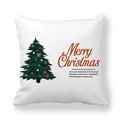 White square pillowcase featuring a green Christmas tree and Merry Christmas text - Artistic Merry Christmas Lettering Tree Style (7)