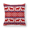 Christmas deer peach skin pillowcase with red and white geometric snowflake pattern - Ethnic Geometric Reindeer Red White Style (10)