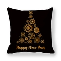 Black Christmas pillowcase with golden snowflake tree and Happy New Year text - Black with Golden Snowflake Tree Style (8)
