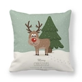 Christmas reindeer and pine tree print peach skin pillowcase with Merry Christmas text - Mint Green Red Nose Reindeer (9)