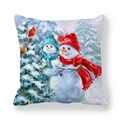 Thick peach skin pillowcase featuring cute winter snowmen and red cardinals design - Snowmen and Red Bird (28)