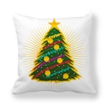 Christmas tree printed square pillowcase with yellow stars on soft white fabric - Yellow Ray Background Christmas Tree Style (9)