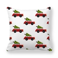 Christmas deer peach skin pillowcase with festive red truck and green tree print - Red Truck With Christmas Tree Style (12)