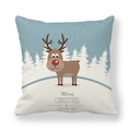 Christmas reindeer throw pillow cover with festive pine tree and snowflake pattern print - Beige Cartoon Reindeer Forest (10)