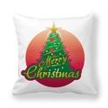 Peach skin fabric pillowcase featuring a Christmas tree and Merry Christmas lettering - Red Orange Radial Disk Tree Style (10)