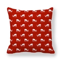 Christmas red square throw pillow cover featuring white reindeer silhouette patterns - White Reindeer Pattern On Red Style (13)